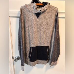 Abercrombie & Fitch Gray Muscle Fit Hoodie Mens Size XL Pullover Colorblock Y2K